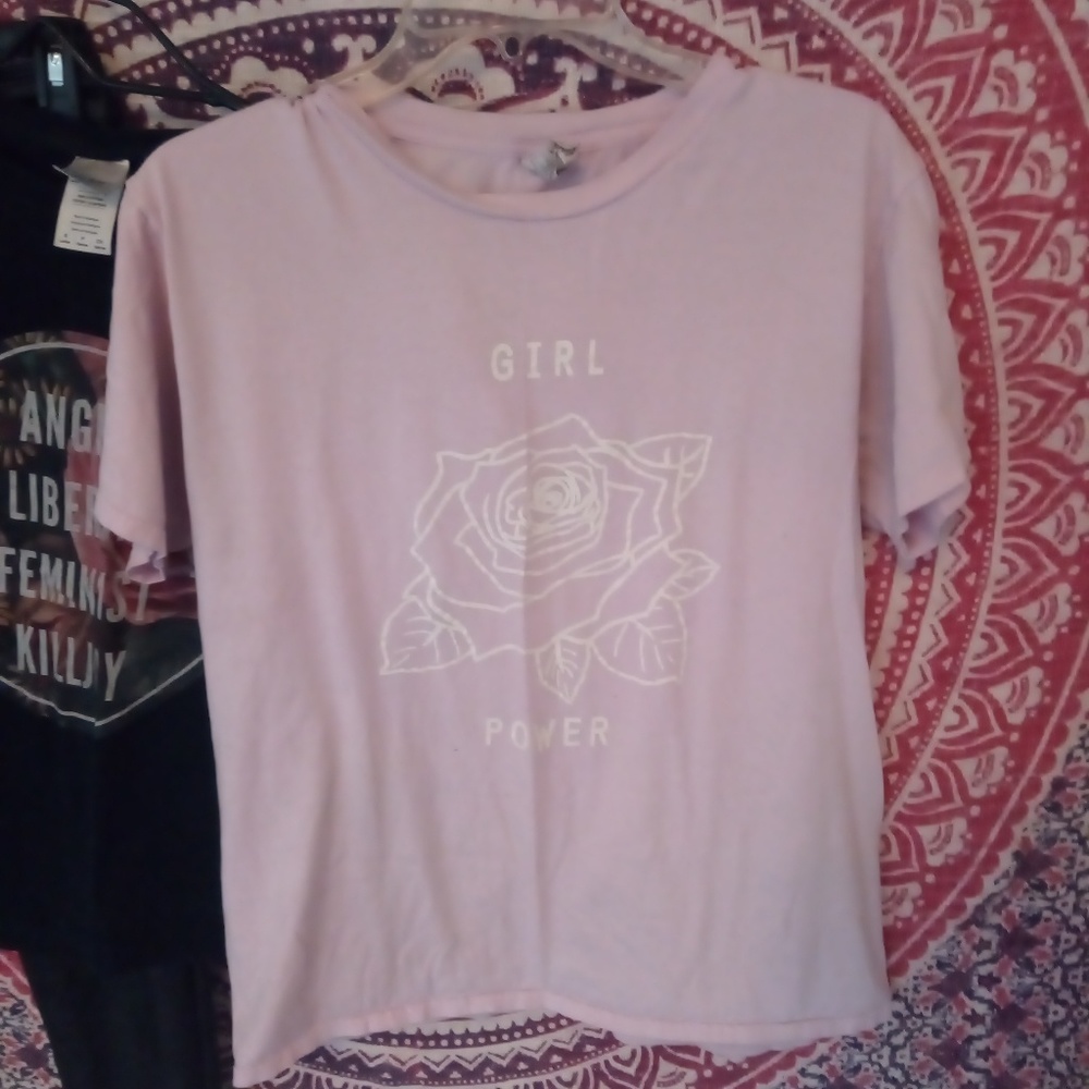 Light Pink Girl Power Tee Shirt samedayship